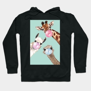 Funny Animals Giraffe, Llama, Ostrich Hoodie